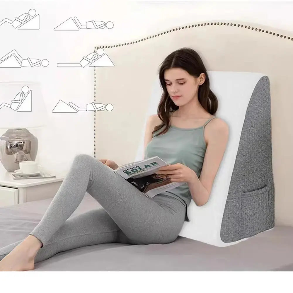 Wedge-Shaped Pillow for Post-Operative Sleep, Acid Reflux, Snoring Relief, Bedside Dorm Office, Triangular Elevated Pillow