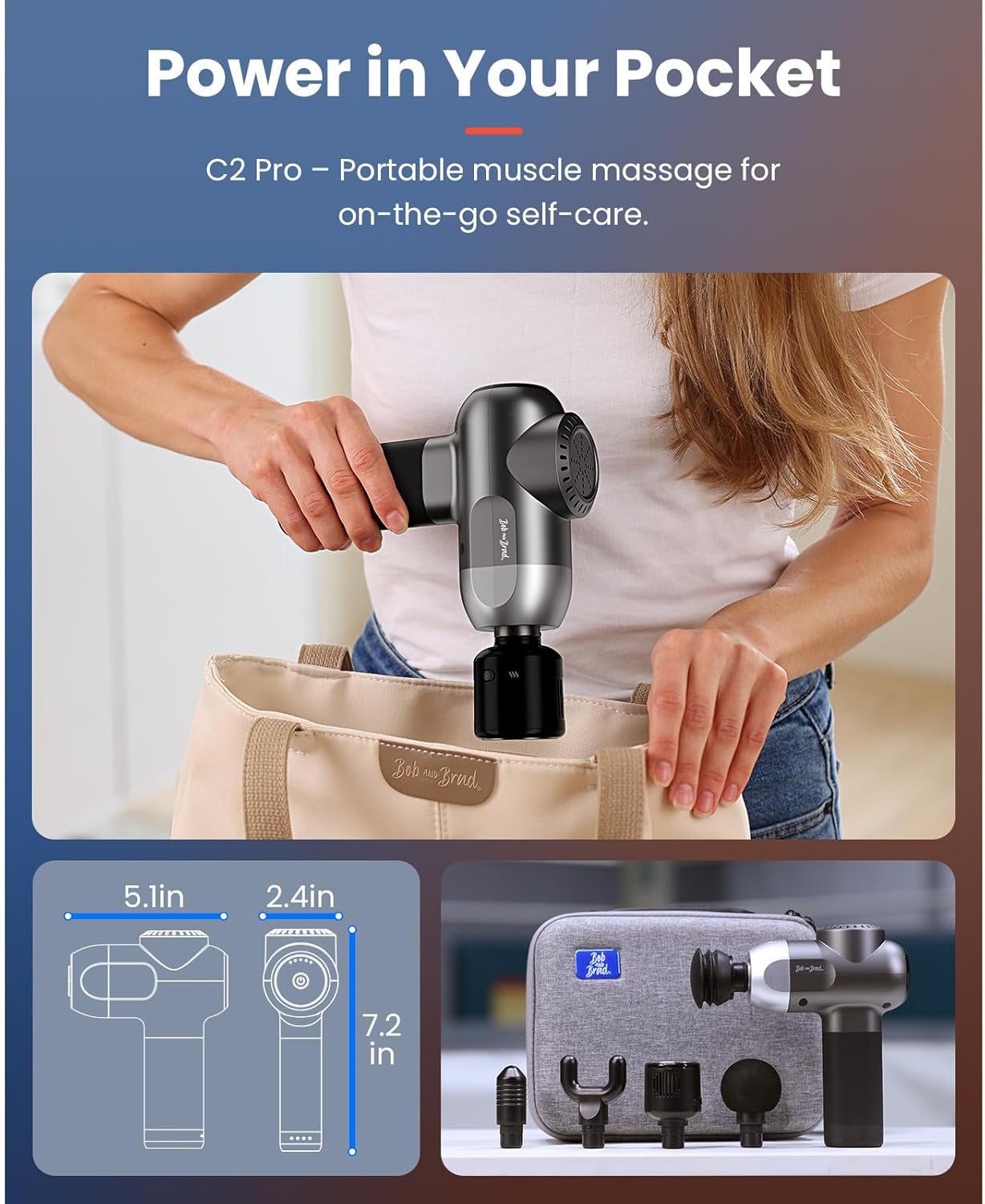 Pistolet De Massage Avec Thérapie Par Le Chaud Et Le Froid, C2 Pro Masseur De Tissus Profonds Avec Chaleur,Pour Le Gymnase, La Maison, La Récupération, Le Soulagement De La Douleur