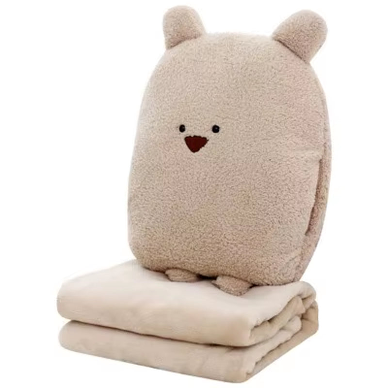 Multi-Function Cartoon Plush Cushion Blanket, Dual Purpose Pillow, Child, Adult, Sofa, Bed, Home, Car, Dec FG659