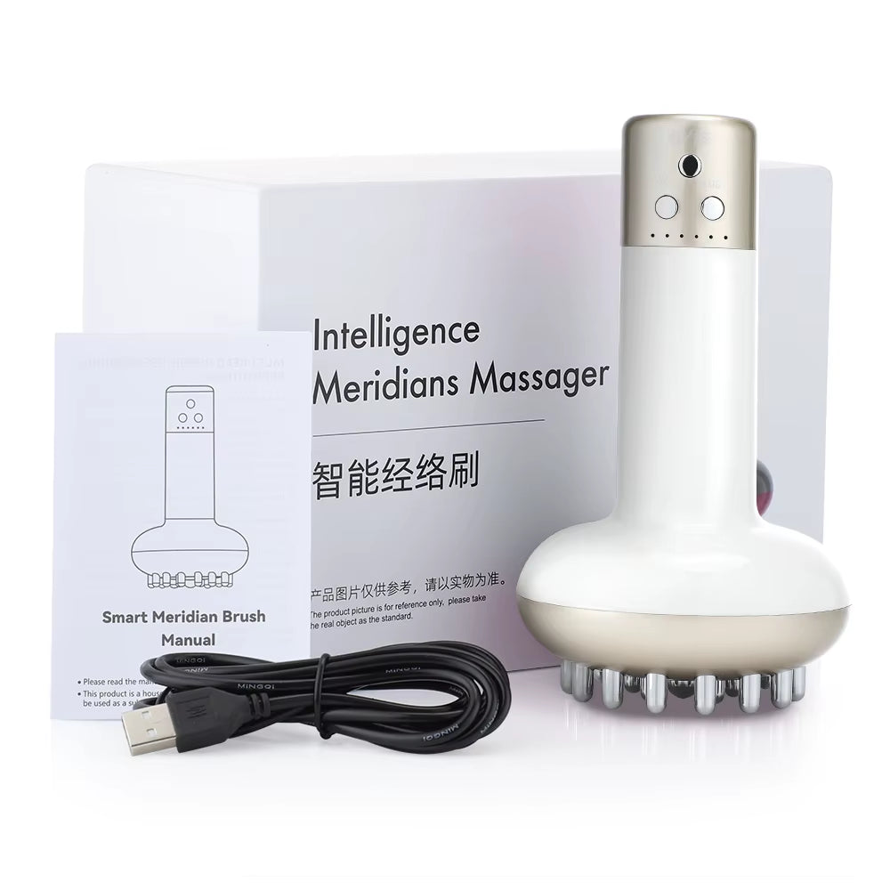 Electric Meridian Brush Body Massager Vibrate Gua Sha Microcurrent Hot Compress Scraping Lymphatic Drainage Machine Fat Burner