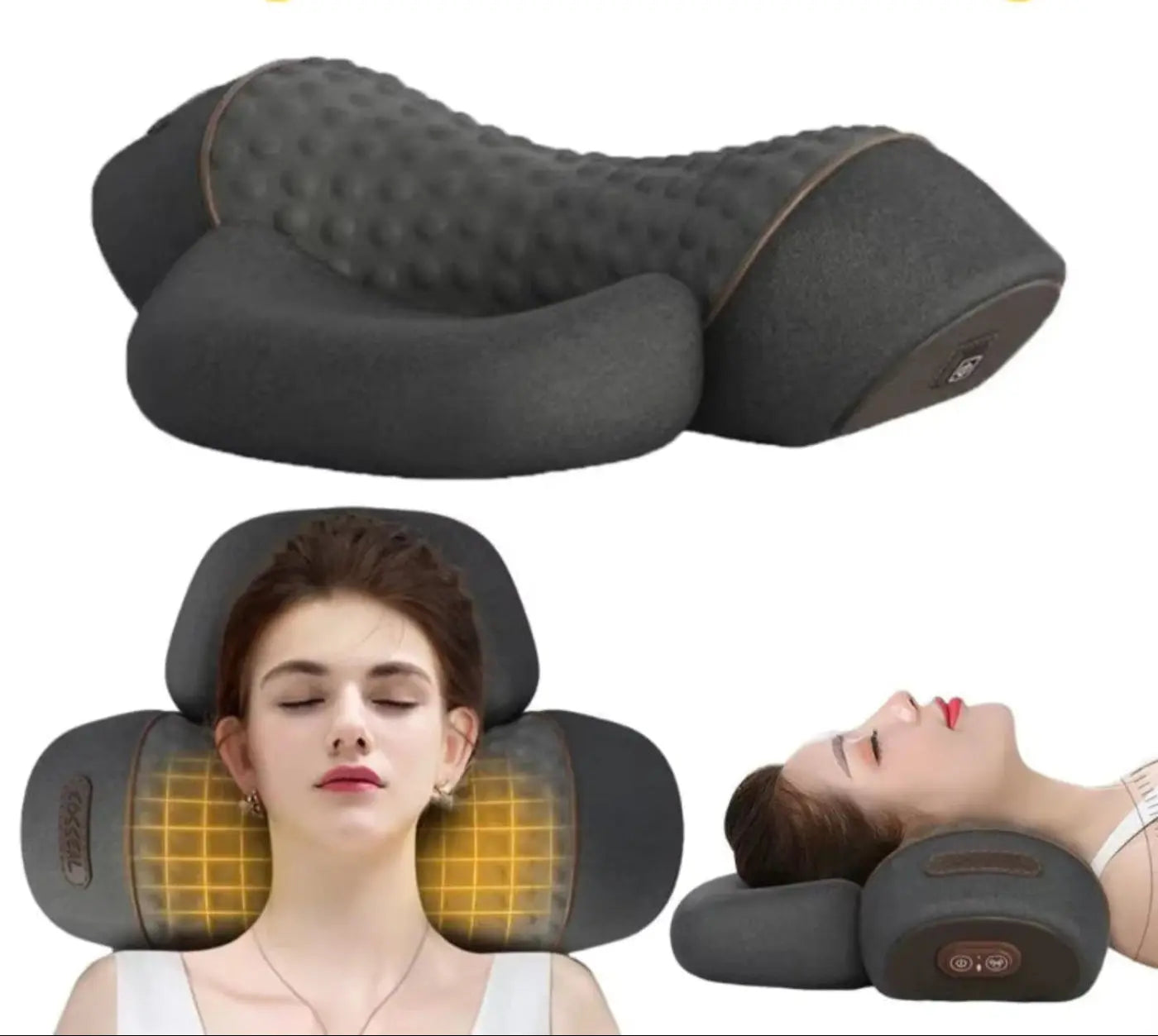 Electric Neck Vibration Hot Compress Massager Pillow Cervical Orthopedic Sleeping Pillow Back and Neck Massager for Home