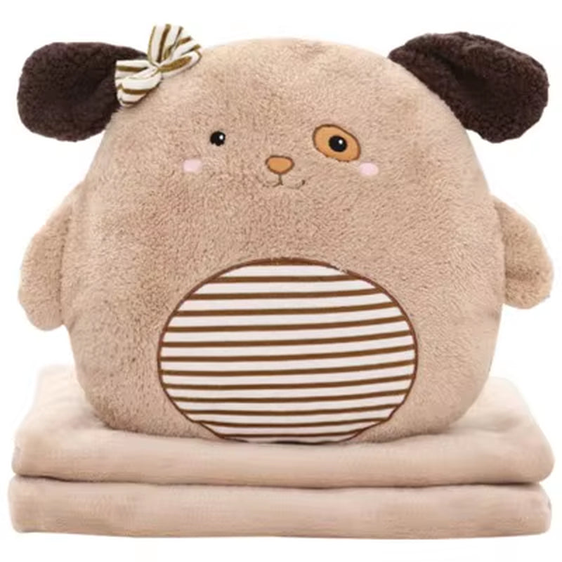 Multi-Function Cartoon Plush Cushion Blanket, Dual Purpose Pillow, Child, Adult, Sofa, Bed, Home, Car, Dec FG659