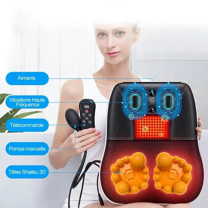 Masseur Électrique Shiatsu Multifonction
Pour les cervicales, le corps, les lombaires et les jambes ! Le complet : Idéal pour une utilisation en voiture ! ÉZANCE