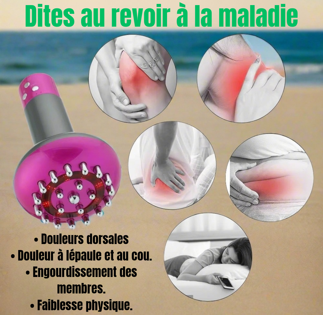 La Smart Meridian Brush, un masseur électrique révolutionnaire combinant GUA-SHA vibrant, micro-courants, compresse chaude et moxibustion thermique. elle stimule les endorphines, favorise le drainage lymphatique, brûle les graisses et Détend les muscles!