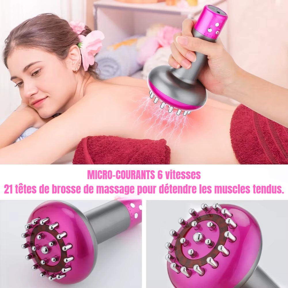 La Smart Meridian Brush, un masseur électrique révolutionnaire combinant GUA-SHA vibrant, micro-courants, compresse chaude et moxibustion thermique. elle stimule les endorphines, favorise le drainage lymphatique, brûle les graisses et Détend les muscles!