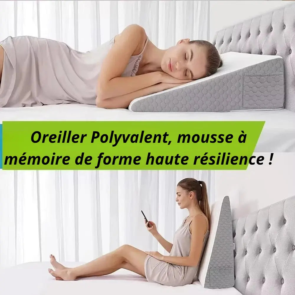 Découvrez l'oreiller ergonomique incliné, conçu pour améliorer la circulation sanguine des jambes pour offrir un confort optimal. Sa mousse à mémoire de forme haute densité assure un soutien parfait, pour la lecture, la récupération et le sommeil ! ÉZANCE