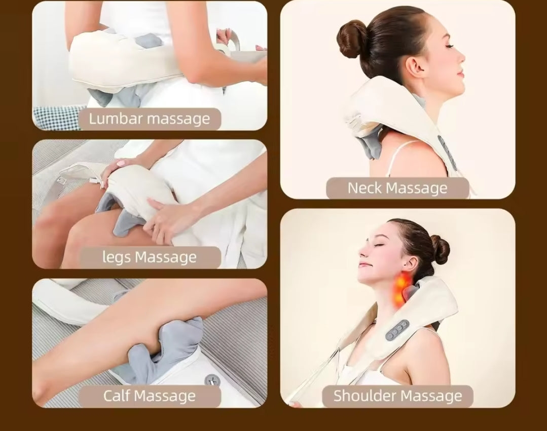 Offrez vous un massage cervicale de pétrissage réaliste, comme si de petites mains massaient vos muscles. Son design ergonomique cible parfaitement les zones tendues pour un soulagement immédiat. Un confort unique, où la technologie rencontre l'efficacité