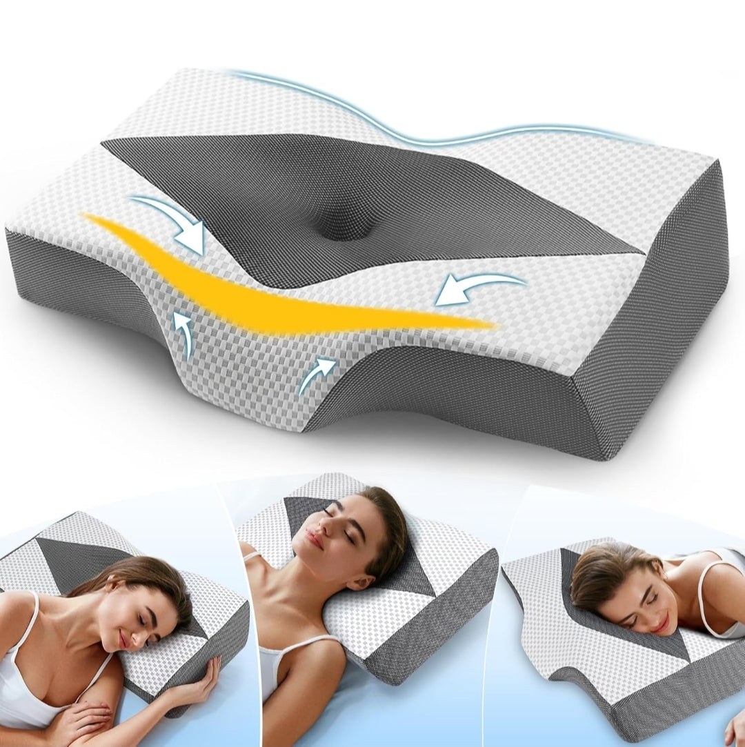Découvrez cet oreiller Ergonomique, Orthopédique en mousse à mémoire de forme à rebond lent, doté d'une cavité centrale innovante pour un parfait soutien de la nuque. Idéal pour soulager les tensions et garantir un sommeil réparateur.