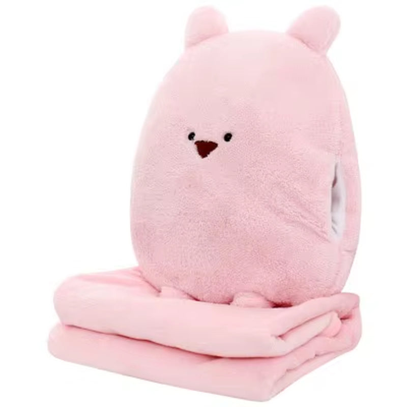 Multi-Function Cartoon Plush Cushion Blanket, Dual Purpose Pillow, Child, Adult, Sofa, Bed, Home, Car, Dec FG659