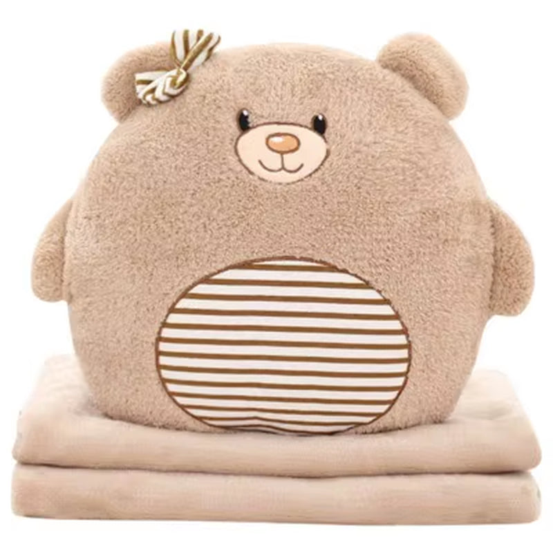 Multi-Function Cartoon Plush Cushion Blanket, Dual Purpose Pillow, Child, Adult, Sofa, Bed, Home, Car, Dec FG659