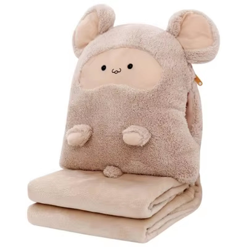 Multi-Function Cartoon Plush Cushion Blanket, Dual Purpose Pillow, Child, Adult, Sofa, Bed, Home, Car, Dec FG659