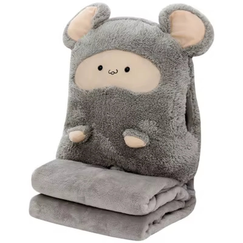 Multi-Function Cartoon Plush Cushion Blanket, Dual Purpose Pillow, Child, Adult, Sofa, Bed, Home, Car, Dec FG659