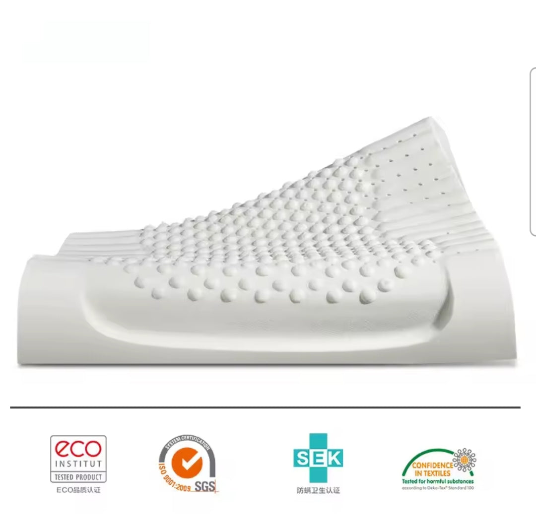 Cet oreiller orthopédique en latex naturel offre un soutien optimal pour la nuque et la colonne vertébrale. Alliant confort et fermeté, il favorise un sommeil réparateur. Écologique et durable, il conserve sa forme et sa résilience pendant des années.
