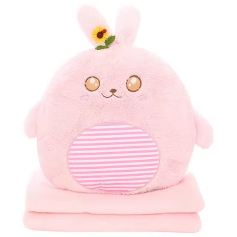 Multi-Function Cartoon Plush Cushion Blanket, Dual Purpose Pillow, Child, Adult, Sofa, Bed, Home, Car, Dec FG659