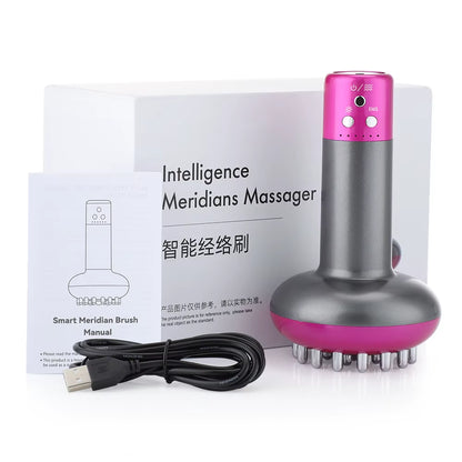 Electric Meridian Brush Body Massager Vibrate Gua Sha Microcurrent Hot Compress Scraping Lymphatic Drainage Machine Fat Burner