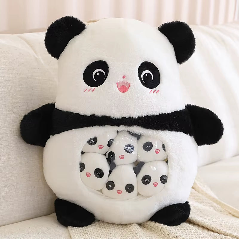6Pcs Small Toys inside Cute Panda Koala Rabbit Dinosaur Cartoon Animals Plush Pillow Soft Stuffed Sofa Cushion Homdecor Pillow