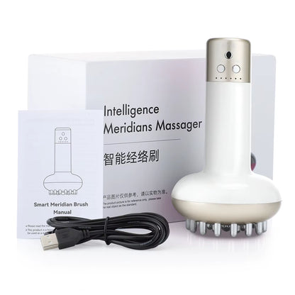 Electric Meridian Brush Body Massager Vibrate Gua Sha Microcurrent Hot Compress Scraping Lymphatic Drainage Machine Fat Burner