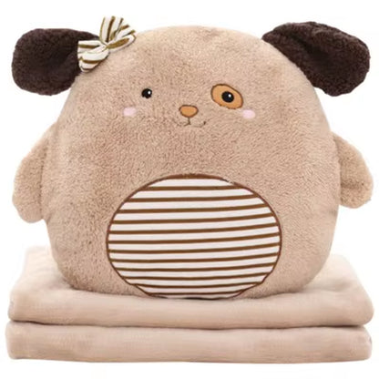Multi-Function Cartoon Plush Cushion Blanket, Dual Purpose Pillow, Child, Adult, Sofa, Bed, Home, Car, Dec FG659