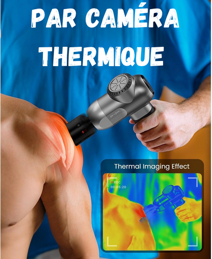 Le masseur C2 Pro utilise une thérapie par percussion combinée au chaud et froid (cryothermie et thermothérapie) pour soulager douleurs et raideurs musculaires. Sa force de 44 lb cible profondément les tissus pour une récupération efficace !