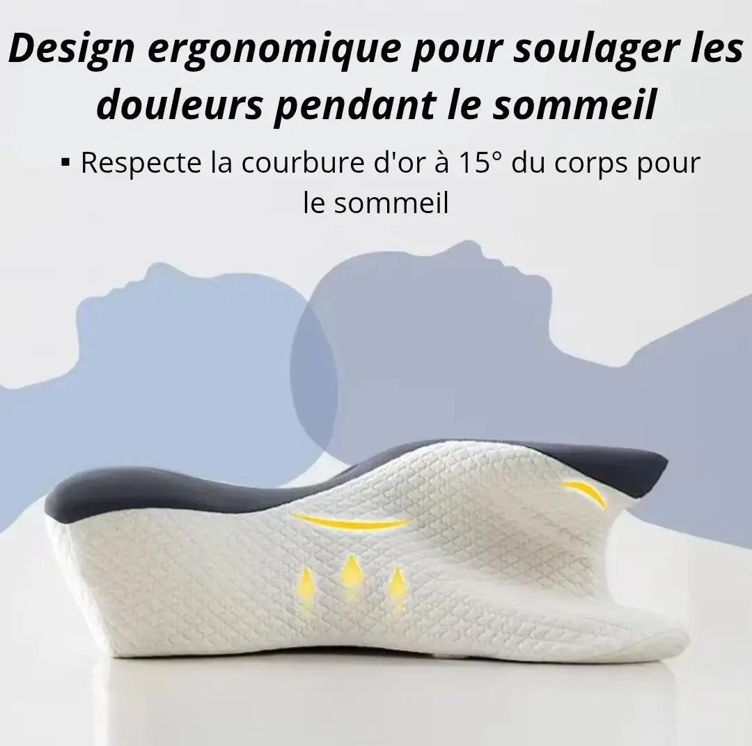 "Oreiller ergonomique innovant en forme étoilée : offre un confort maximal et soulage les points de pression pour un sommeil réparateur. Deux positions possibles : tête posée en haut ou en bas selon vos préférences pour un bien-être incomparable ! ÉZANCE
