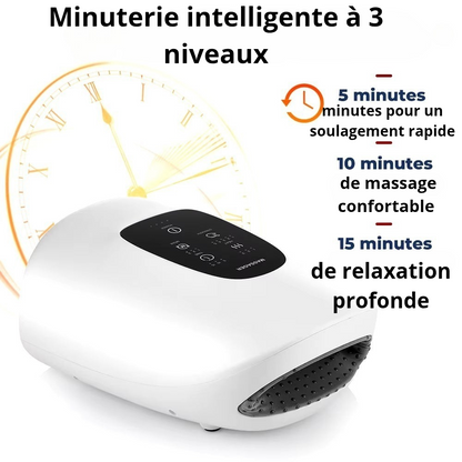 le Masseur de main : une solution Novatrice mariant compression d'air et Thermothérapie pour atténuer douleurs, tensions musculaires et inconfort liés à l'arthrite. il stimule les points d'acupression. Il est l’allié professionnel idéal pour vos mains !