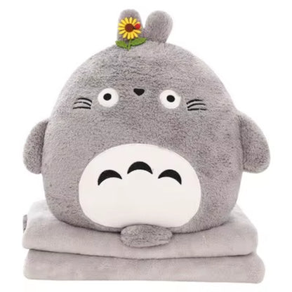 Multi-Function Cartoon Plush Cushion Blanket, Dual Purpose Pillow, Child, Adult, Sofa, Bed, Home, Car, Dec FG659