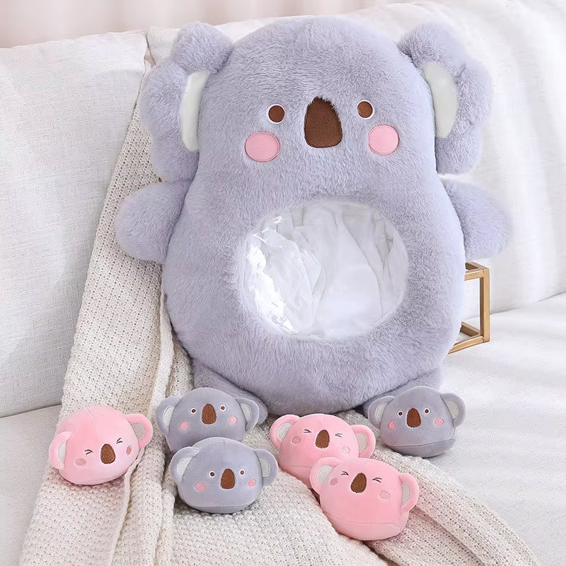 6Pcs Small Toys inside Cute Panda Koala Rabbit Dinosaur Cartoon Animals Plush Pillow Soft Stuffed Sofa Cushion Homdecor Pillow